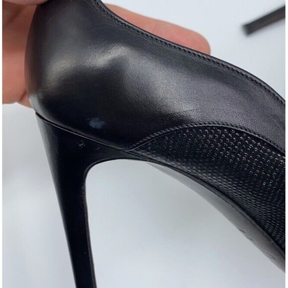 Joan Oloff Heels Black Luxury Textured Leather Pointy Toe Orthopedic Career 8 - Picture 10 of 15